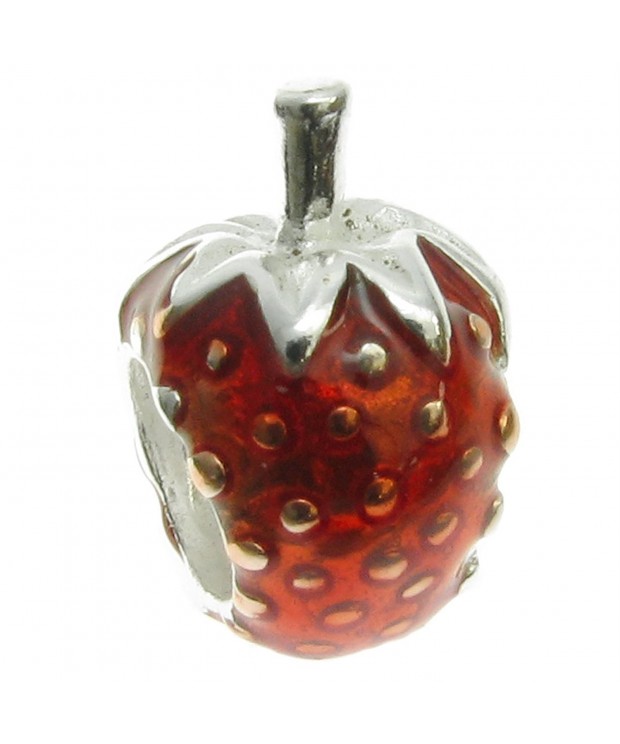 Sterling Silver Enamel Strawberry European