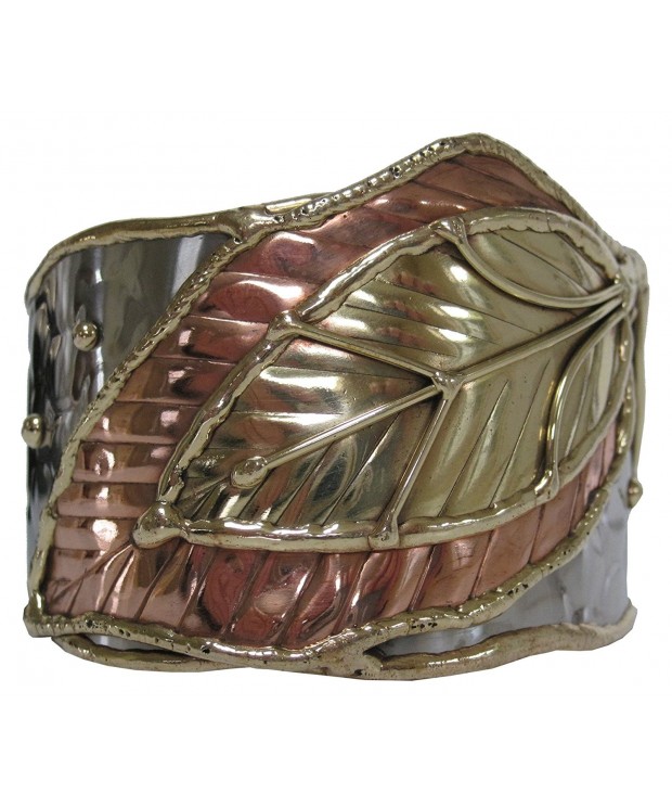 Steel Brass Copper Leaves Bracelet