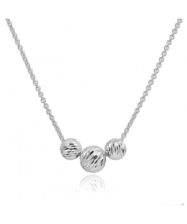 Sterling Silver Diamond Cut Sliding Necklace