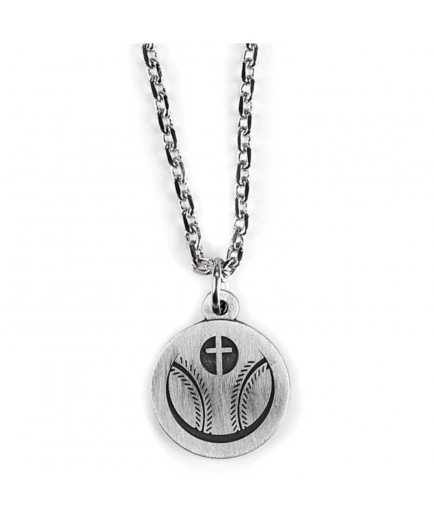 Baseball Unisex Pewter Pendant Necklace