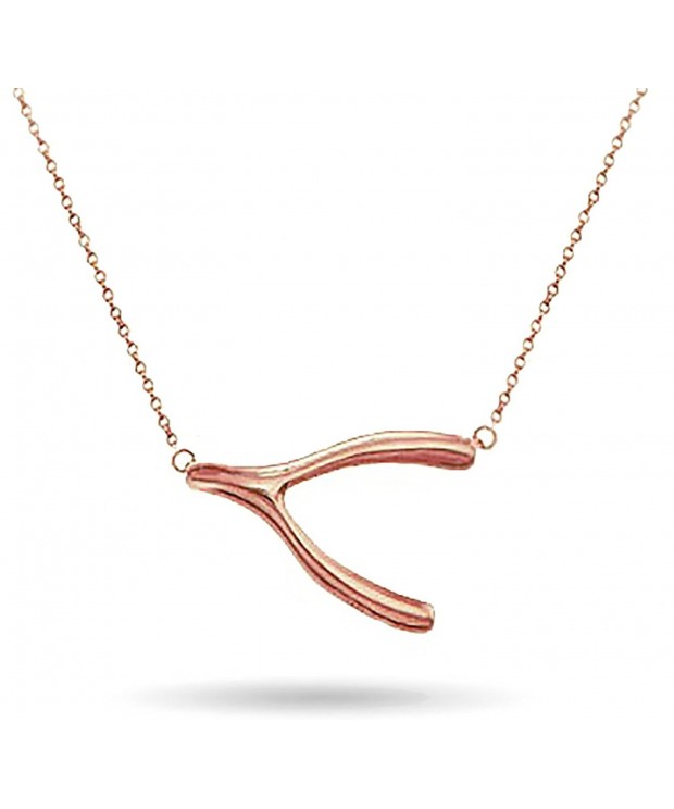 Sideways Wishbone Pendant Necklace Sterling