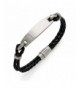 Chisel Stainless Polished Leather Bracelet