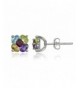 Sterling Silver Gemstone Flower Earrings