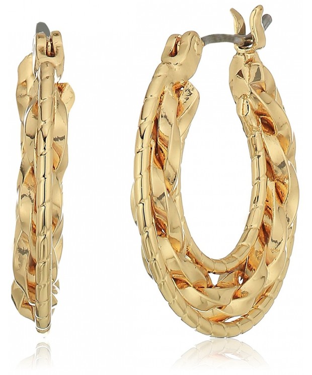 Napier Gold Tone Click Hoop Earrings