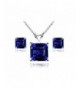 Sterling Sapphire Solitaire Necklace Earrings