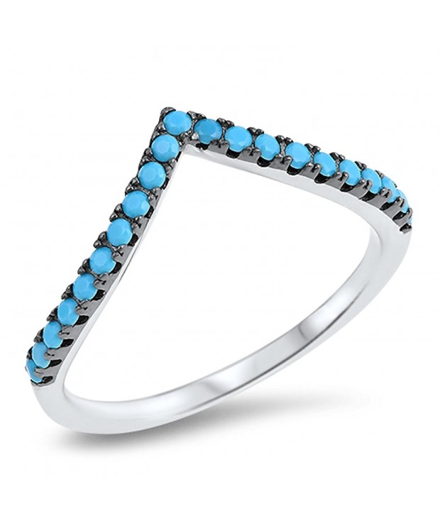 Simulated Turquoise Sterling Silver Stackable