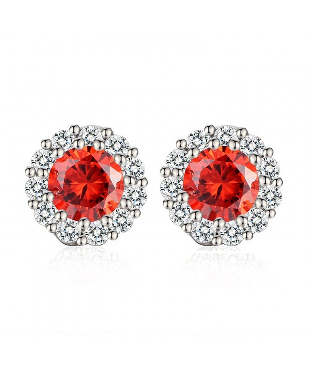 Gold Plated Zirconia Earrings Hypoallergenic Gold Red