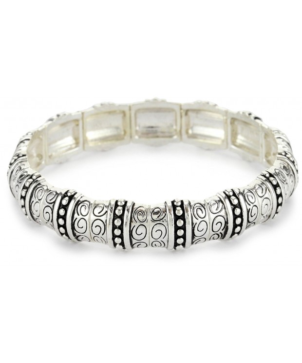 Napier Silver Tone Textured Stretch Bracelet