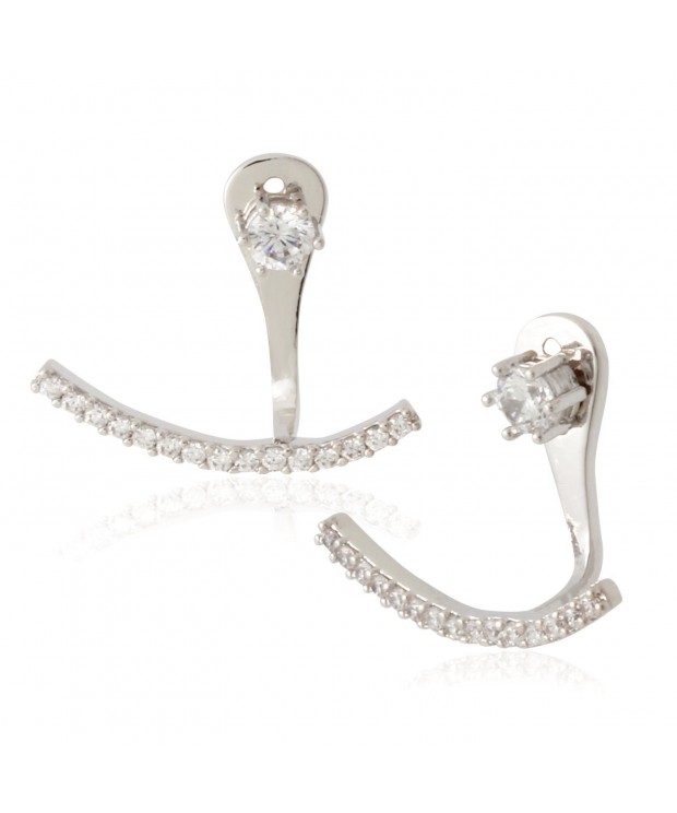 Zirconia Quality Jacket Earrings Silver