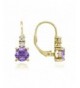 Sterling Simulated Amethyst Leverback Earrings