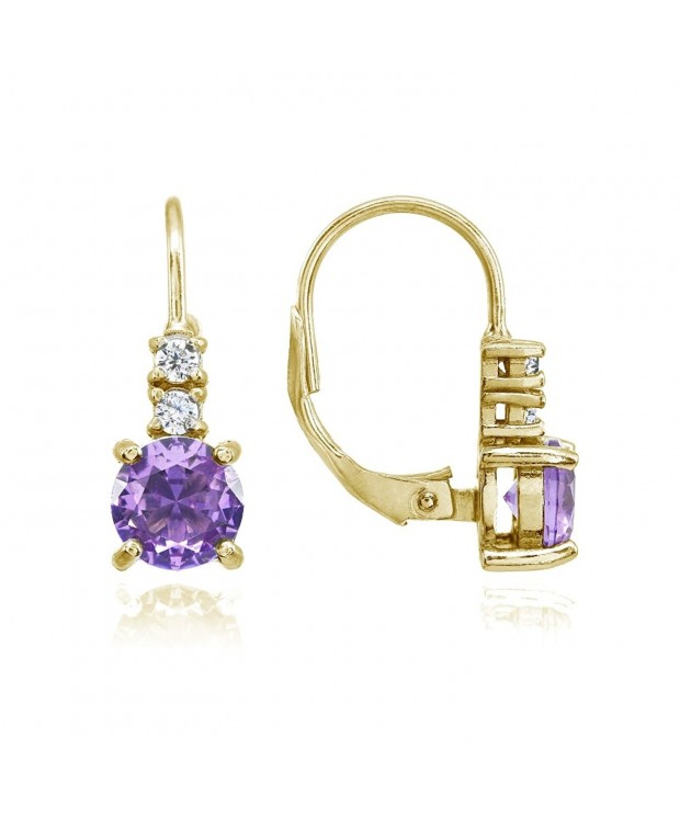 Sterling Simulated Amethyst Leverback Earrings