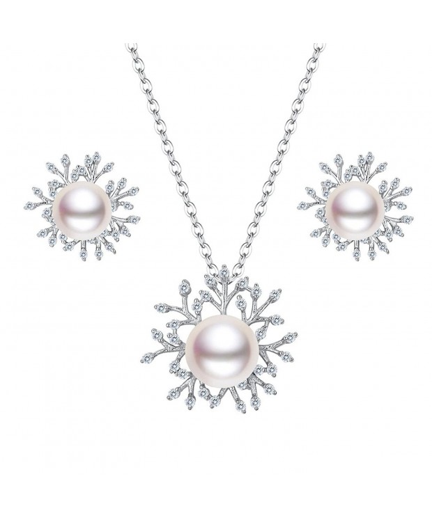 BriLove Sterling Freshwater Cultured Snowflake