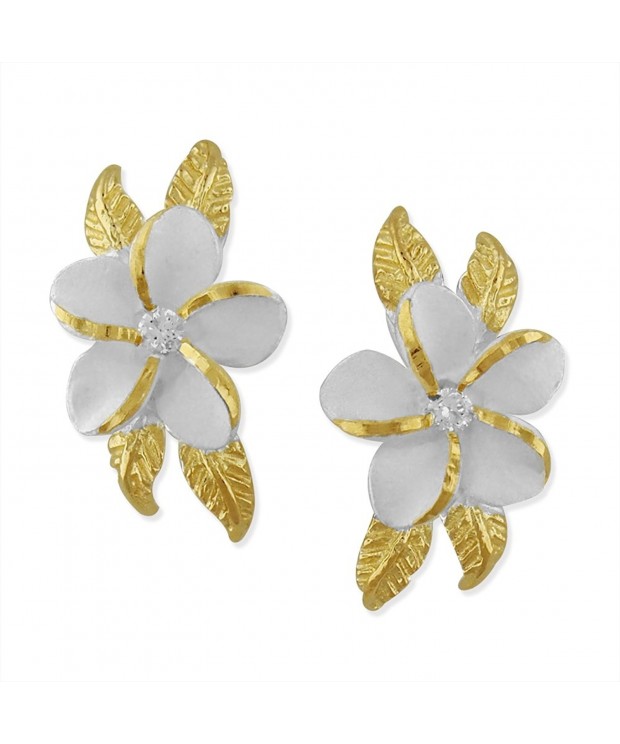 Sterling Silver Accents Plumeria Earrings