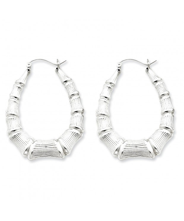 Sterling Silver Oval Bamboo Earrings