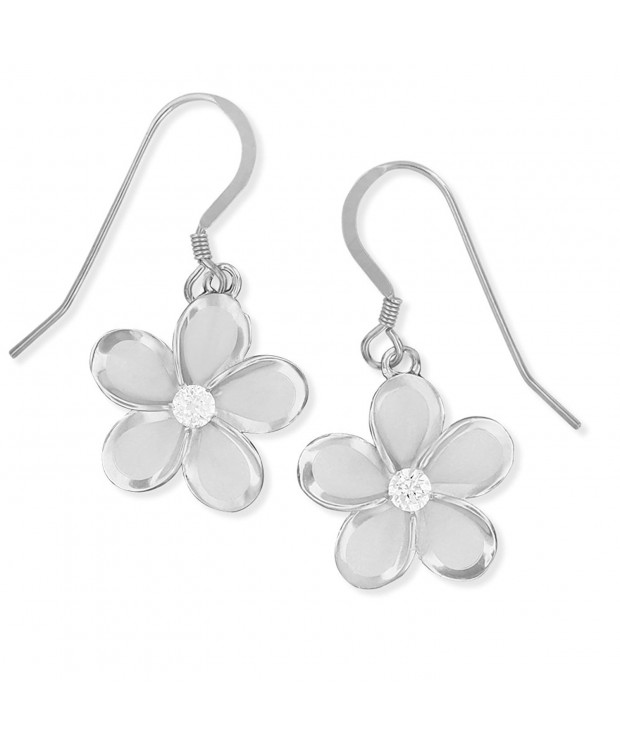 Sterling Silver Plumeria Dangle Earrings