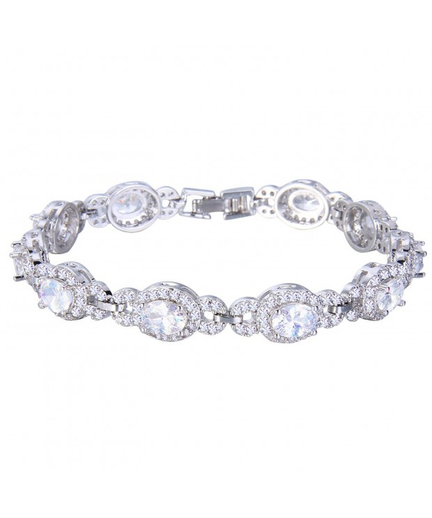 EVER FAITH Silver Tone Zirconia Bracelet