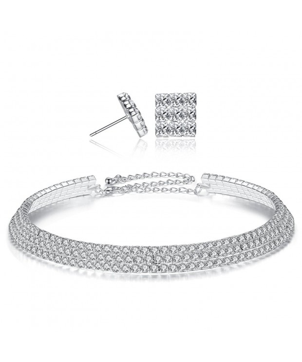 Crystal Rhinestone Necklace Earrings Diamond