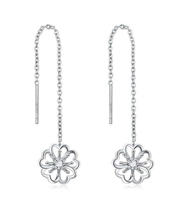 Sterling Silver Flower Threader Earrings