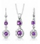 Amethyst Pendant Earrings Necklace Sterling