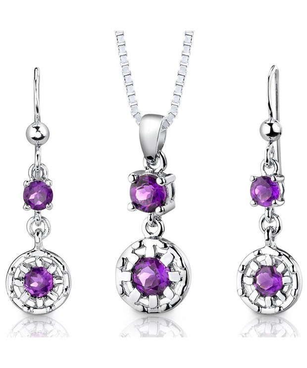 Amethyst Pendant Earrings Necklace Sterling