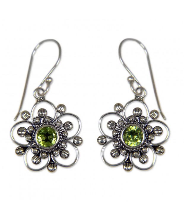 NOVICA Sterling Peridot Earrings Natures