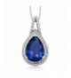 15X10MM Simulated Sapphire Sterling Pendant