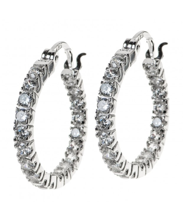 Rhodium Sterling Silver Crystal Earring
