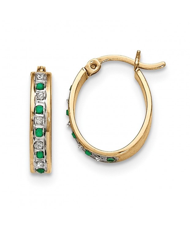 Silver Gold plated Diamond Emerald Earrings Wt 0 02ct