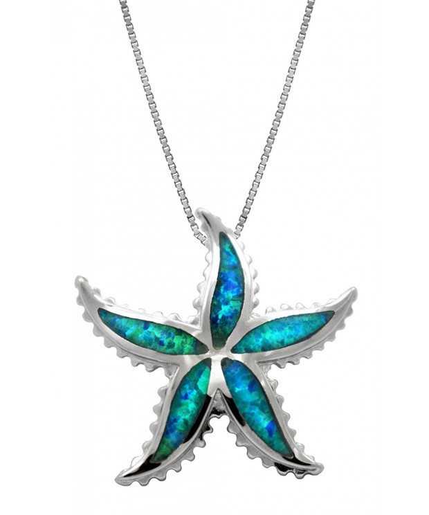 Sterling Starfish Necklace Pendant Simulated