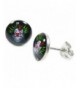 Stainless Steel Round Skull Earrings