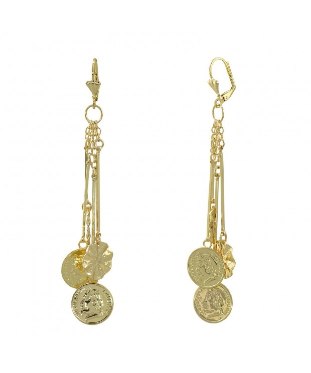 Yellow Plated Dangle Leverback Earrings