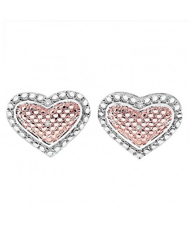 Heart Diamond Earrings Sterling Silver