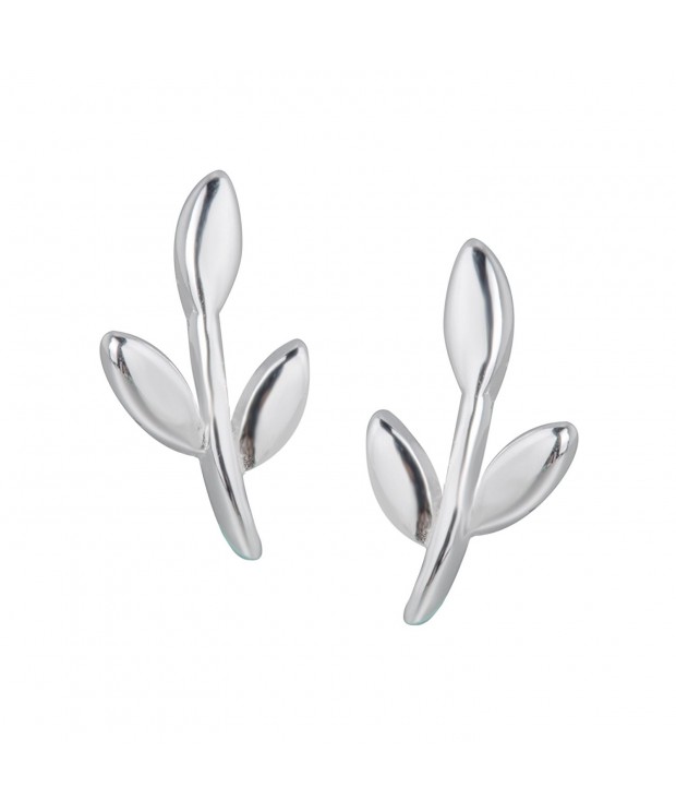 S Leaf Earrings Olive Sterling Silver