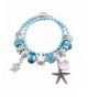 European Leather Bracelet Starfish Aquamarine
