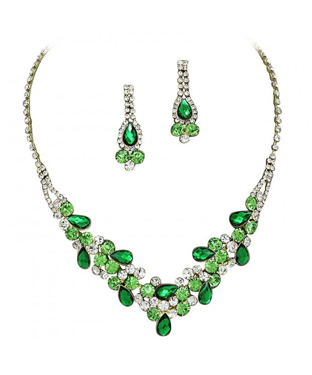 Elegant Emerald V Shaped Bridesmaid Necklace