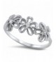 Clear Flower Plumeria Sterling Silver