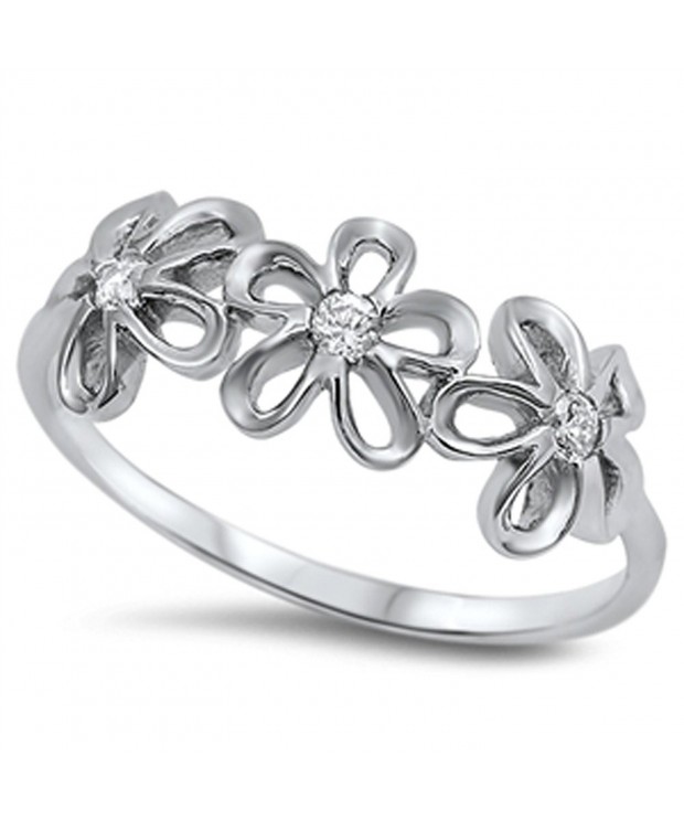 Clear Flower Plumeria Sterling Silver