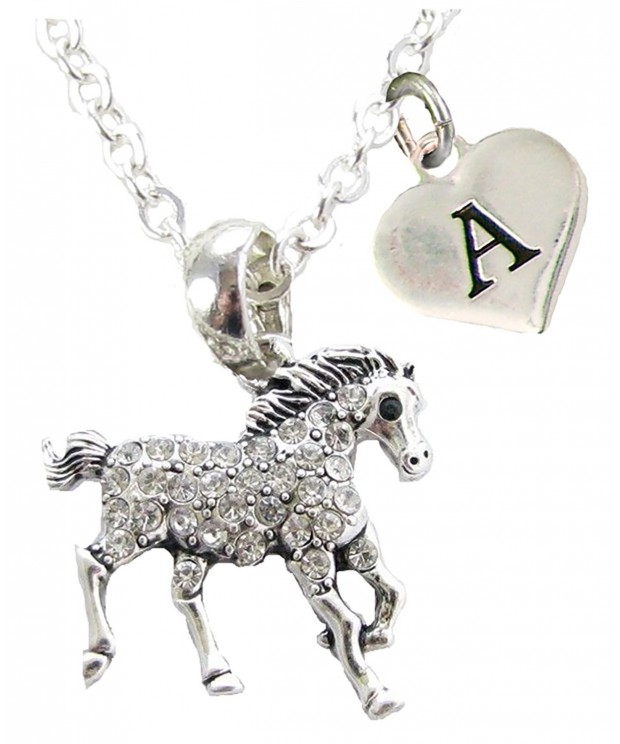 Crystal Necklace Jewelry Initial Equestrian