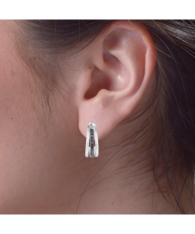 Sterling Silver Blue Diamond Earrings