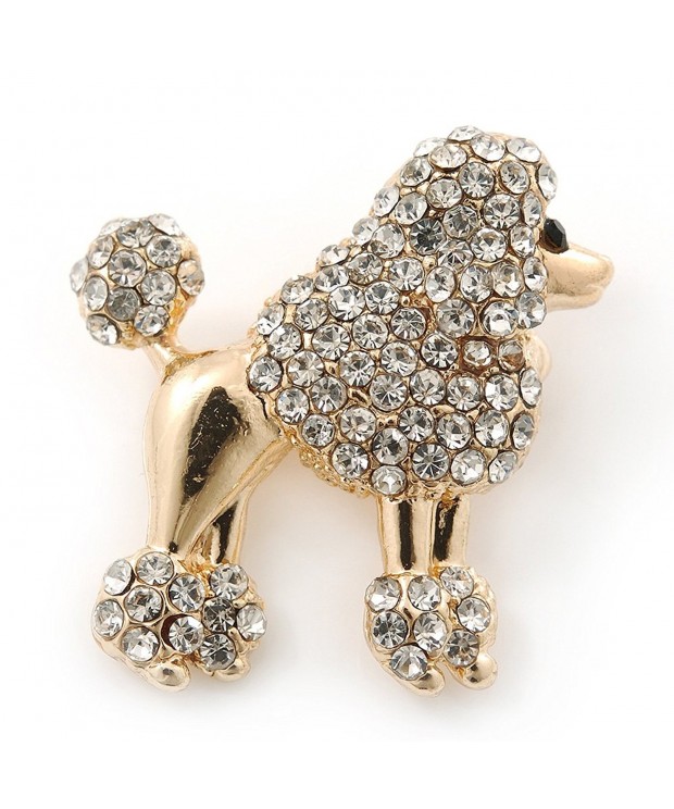 Small Plated Crystal Poodle Brooch
