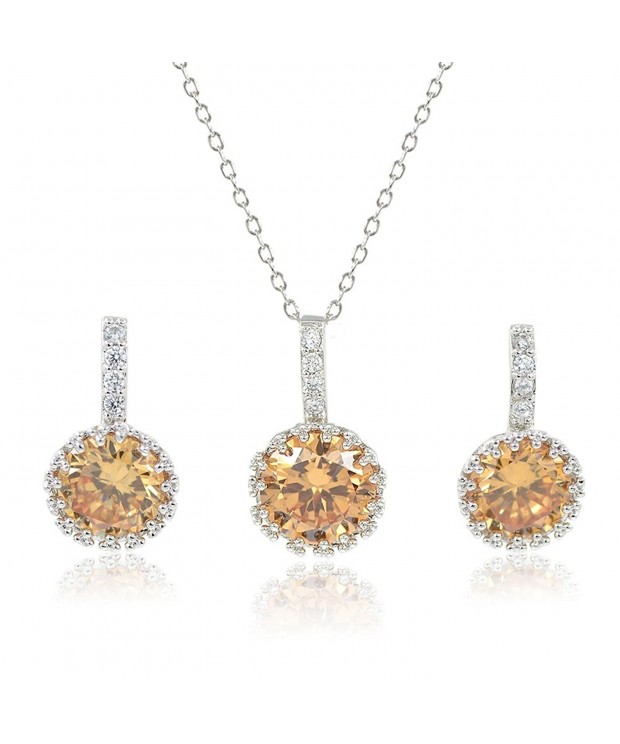 Jewelry Champagne Crystal Necklace Earrings