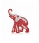 Crimson Crystal Rhinestone Elephant Brooch