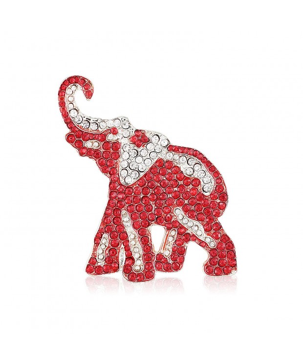 Crimson Crystal Rhinestone Elephant Brooch