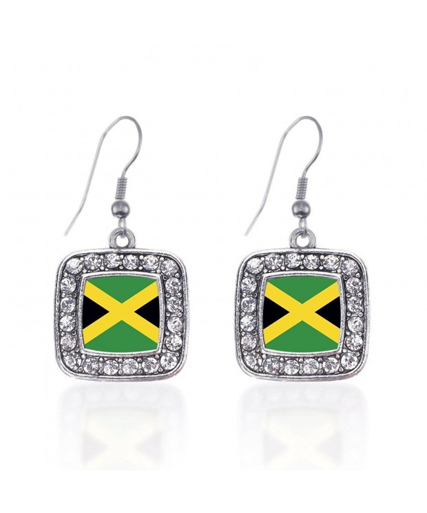 Inspired Silver Jamaican Earrings Rhinestones