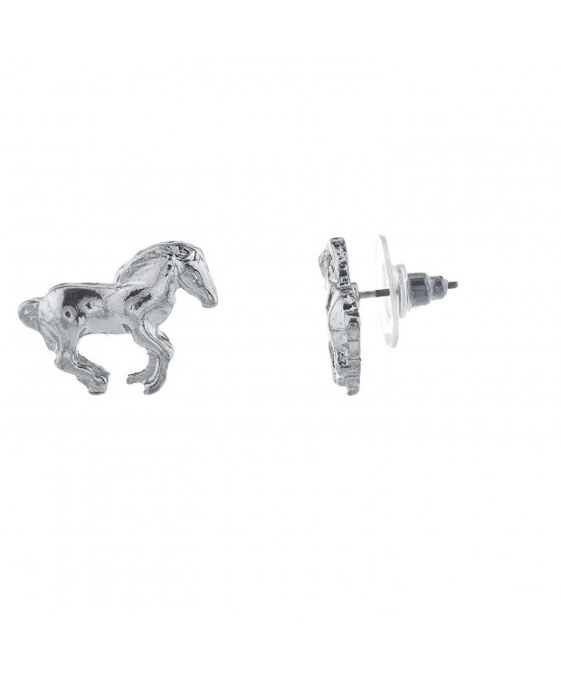 Lux Accessories Silvertone Equestrian Earring