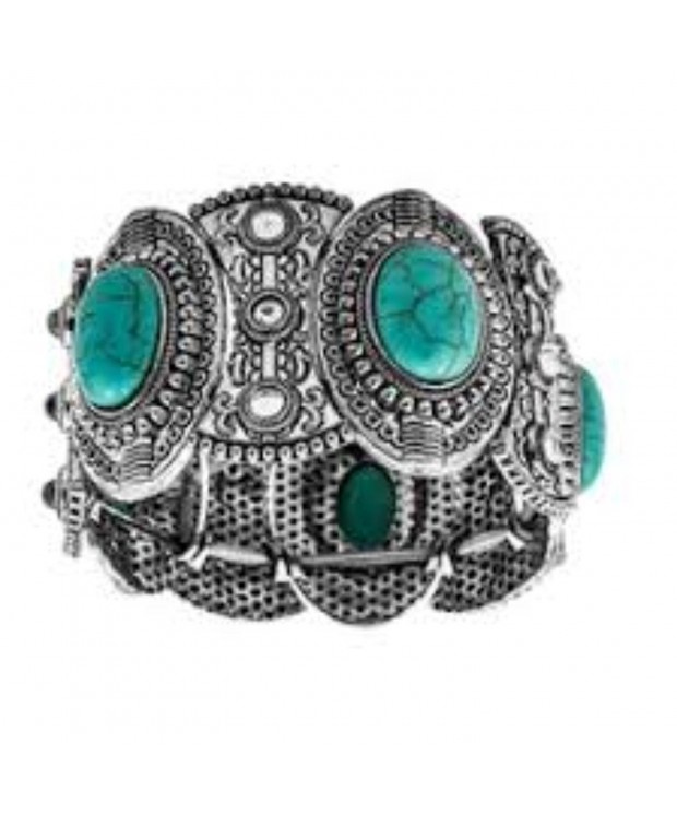 Textural Synthetic Turquoise Embellished Bracelet