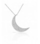 Sterling Crescent Half Moon Pendant Necklace