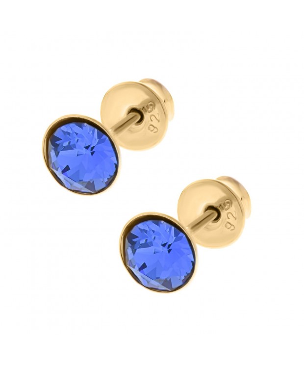 Sterling Simulated Sapphire Earrings Hypoallergenic