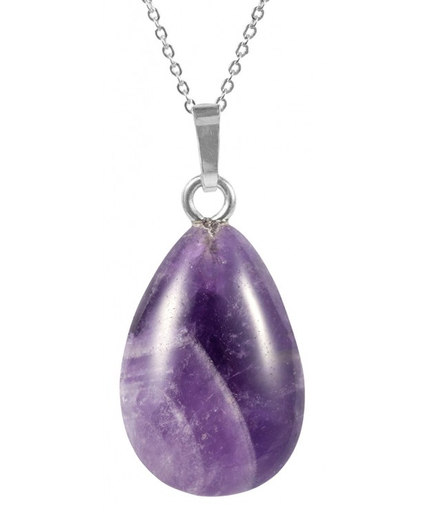 Sterling Amethyst Gemstone Necklace Raindrop