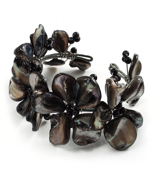 Black Floral Shell Simulated Bracelet